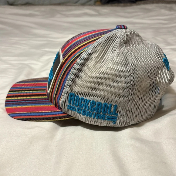 Dale Brisby Rock and Roll Denim Snapback Trucker's Cap Mesh “Just Rodeoin’” - Picture 3 of 7